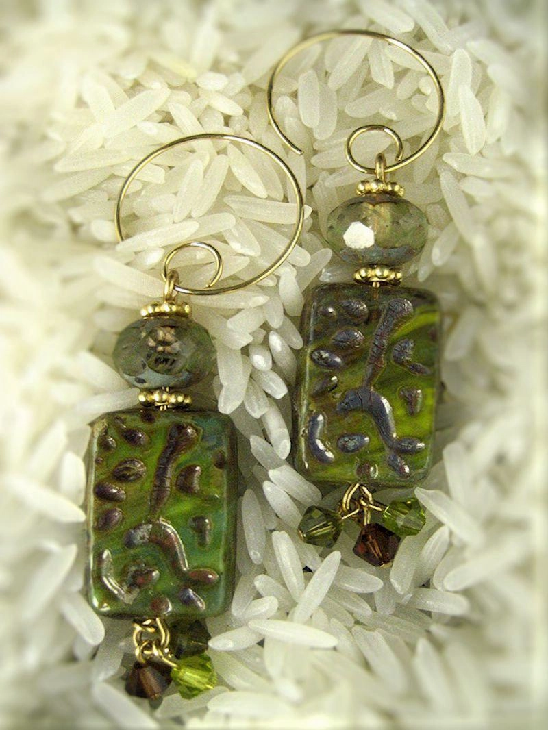 Bamboo Tile Earrings - Pick your color