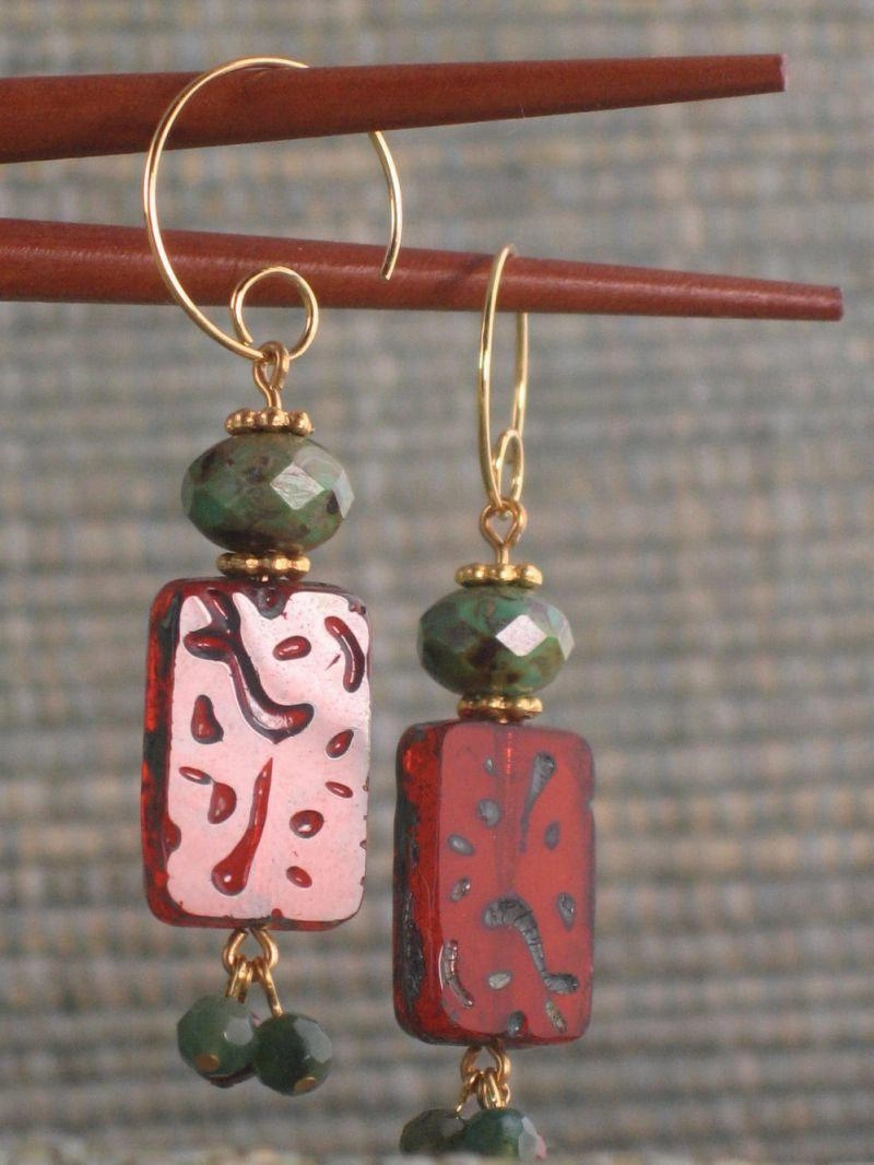 Bamboo Tile Earrings - Pick your color