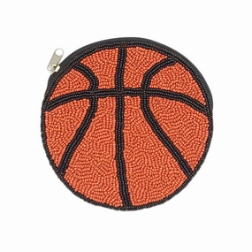 BASKETBALL BEADED ZIP COIN POUCH