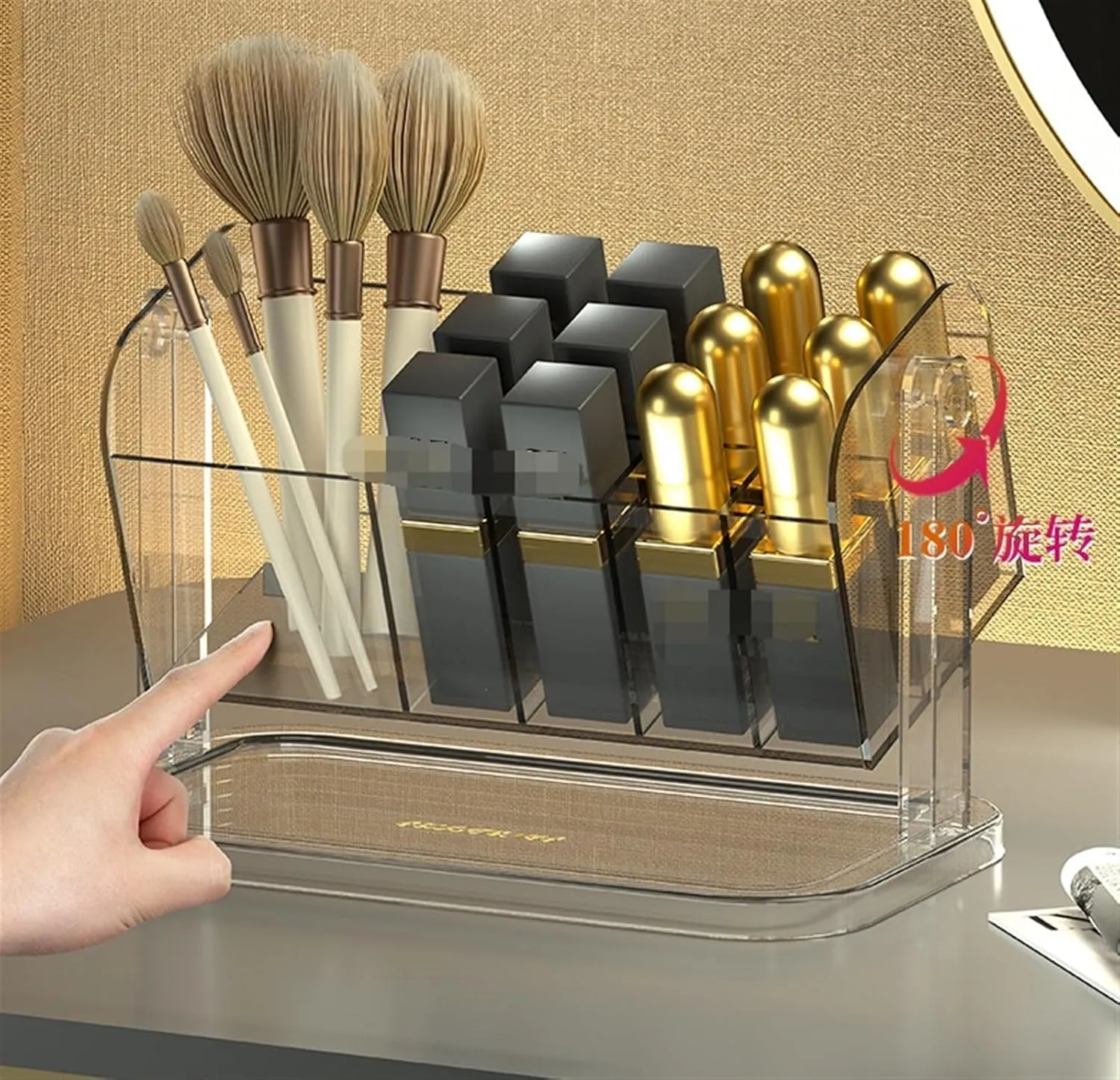 Bathroom Makeup Organizers, Lipstick Holder Stand Multiple Compartments Cosmetic Organizer Box For Makeup Brushes Earrings Organizer for Vanity(Clear)