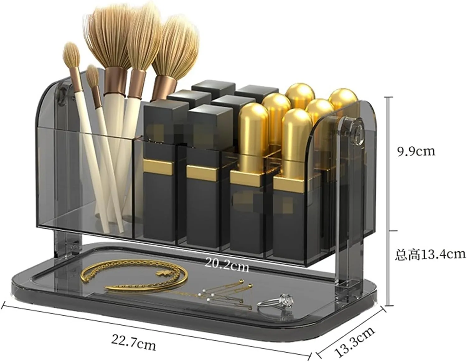 Bathroom Makeup Organizers, Lipstick Holder Stand Multiple Compartments Cosmetic Organizer Box For Makeup Brushes Earrings Organizer for Vanity(Clear)