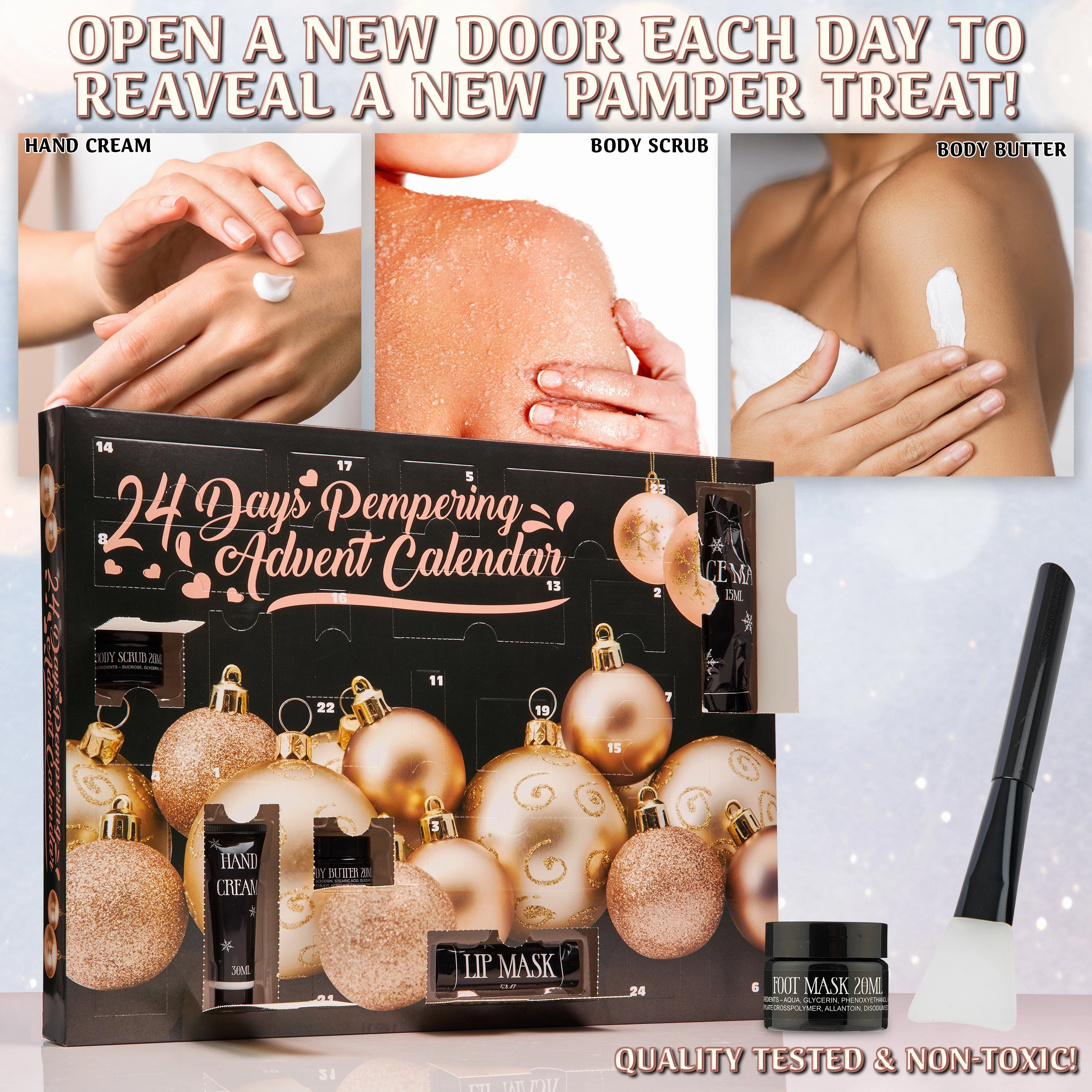 Beauty Advent Calendar 2025 for Women - Black/Gold