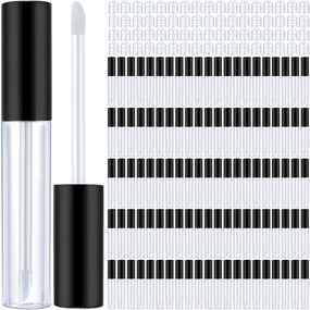 Bokon 200 Pcs 10 ml Empty Lip Gloss Tube Containers Clear Lip Gloss Refillable Lipstick Container Balm Bottles with Black Lid for Lipstick Samples Travel DIY Makeup