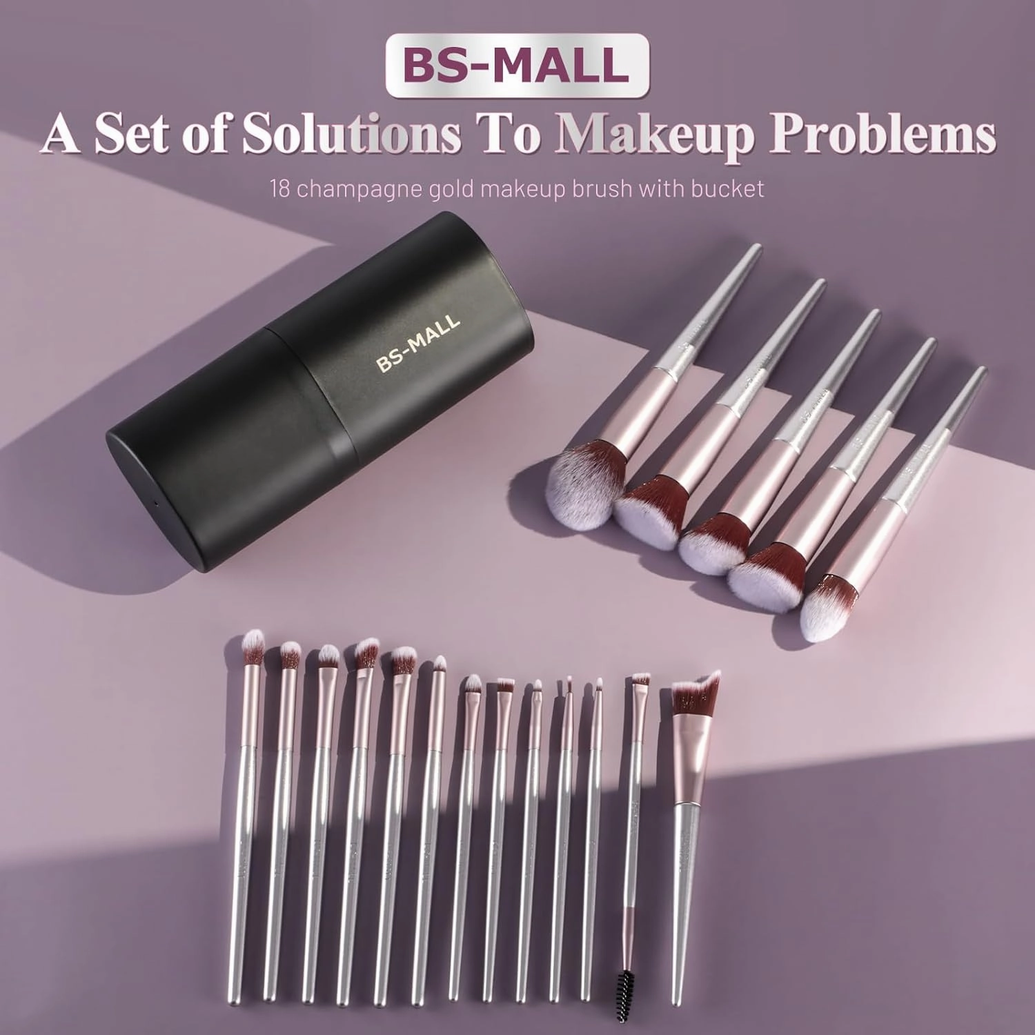 BS-MALL Makeup Brush Set 18 Pcs Premium Synthetic Foundation Powder Concealers Eye shadows Blush Makeup Brushes with black case
