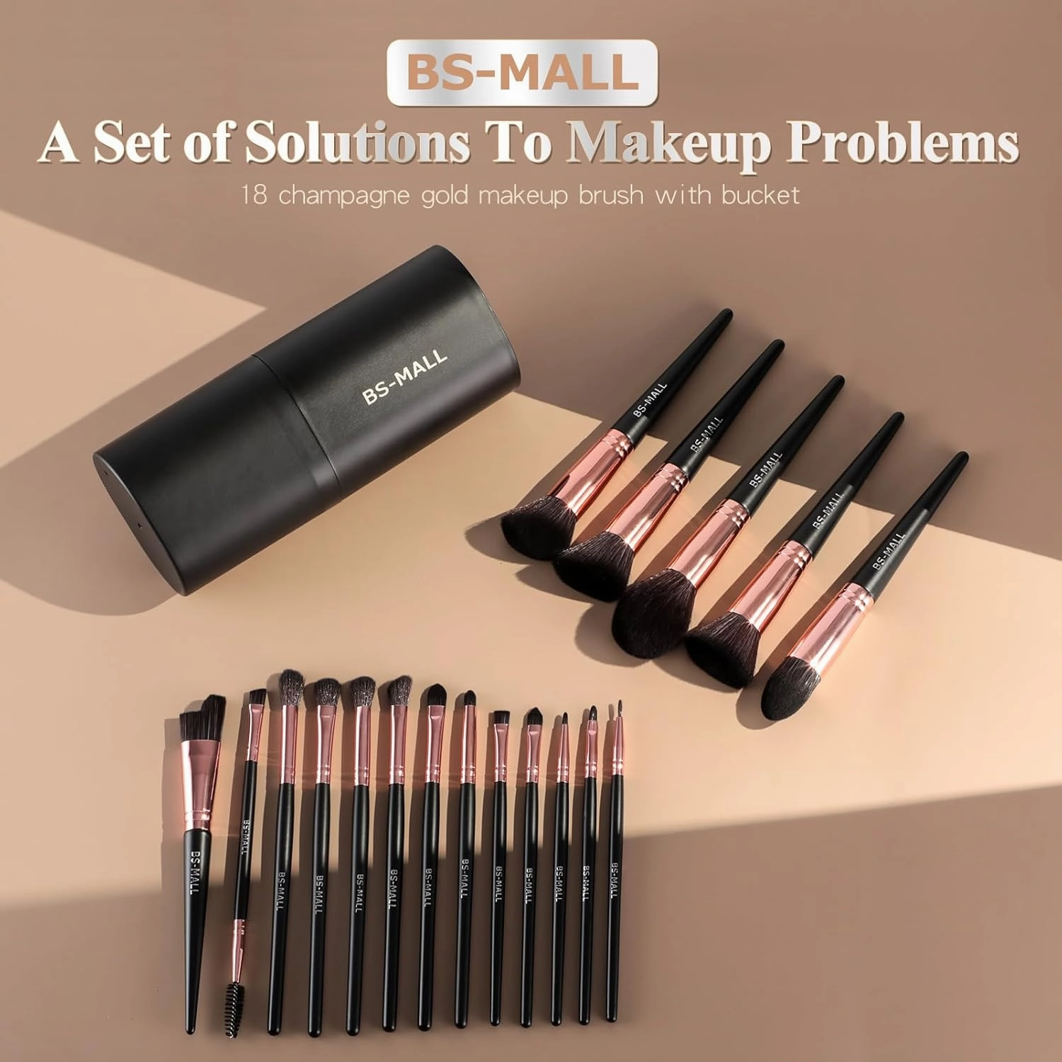 BS-MALL Makeup Brush Set 18 Pcs Premium Synthetic Foundation Powder Concealers Eye shadows Blush Makeup Brushes with black case