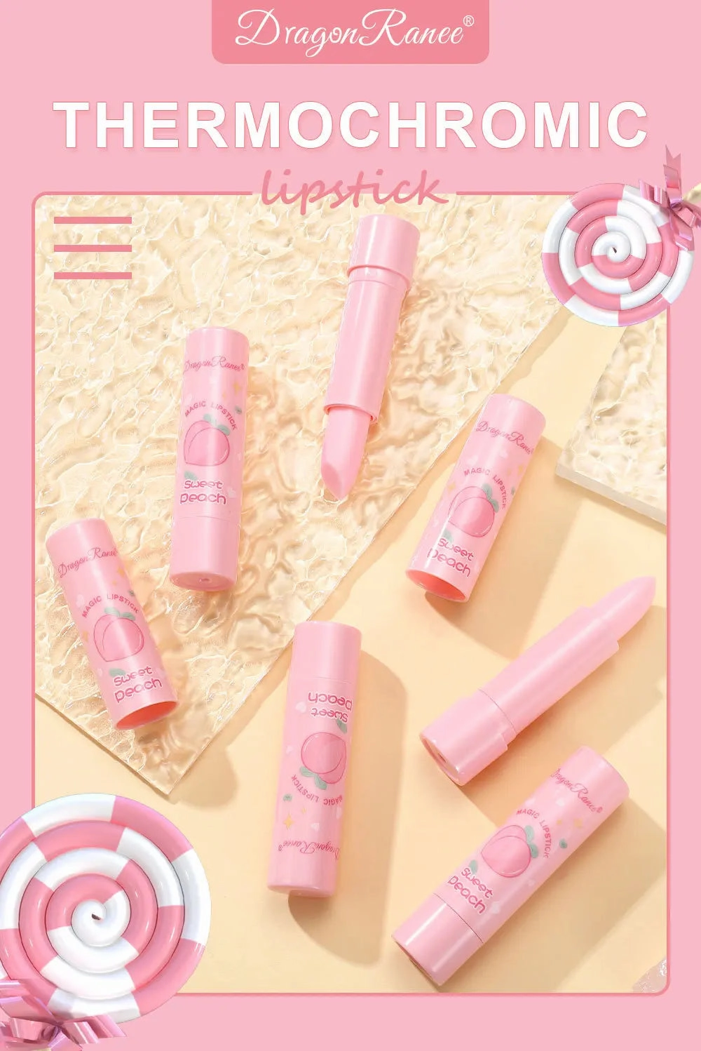 Changing Top-choice Lasting Waterproof Moisturizing 1PC Makeup Cost-efficient Care Peach Cosmetics Lip Lip Balm Lipstick Temperature Color Change Tinted