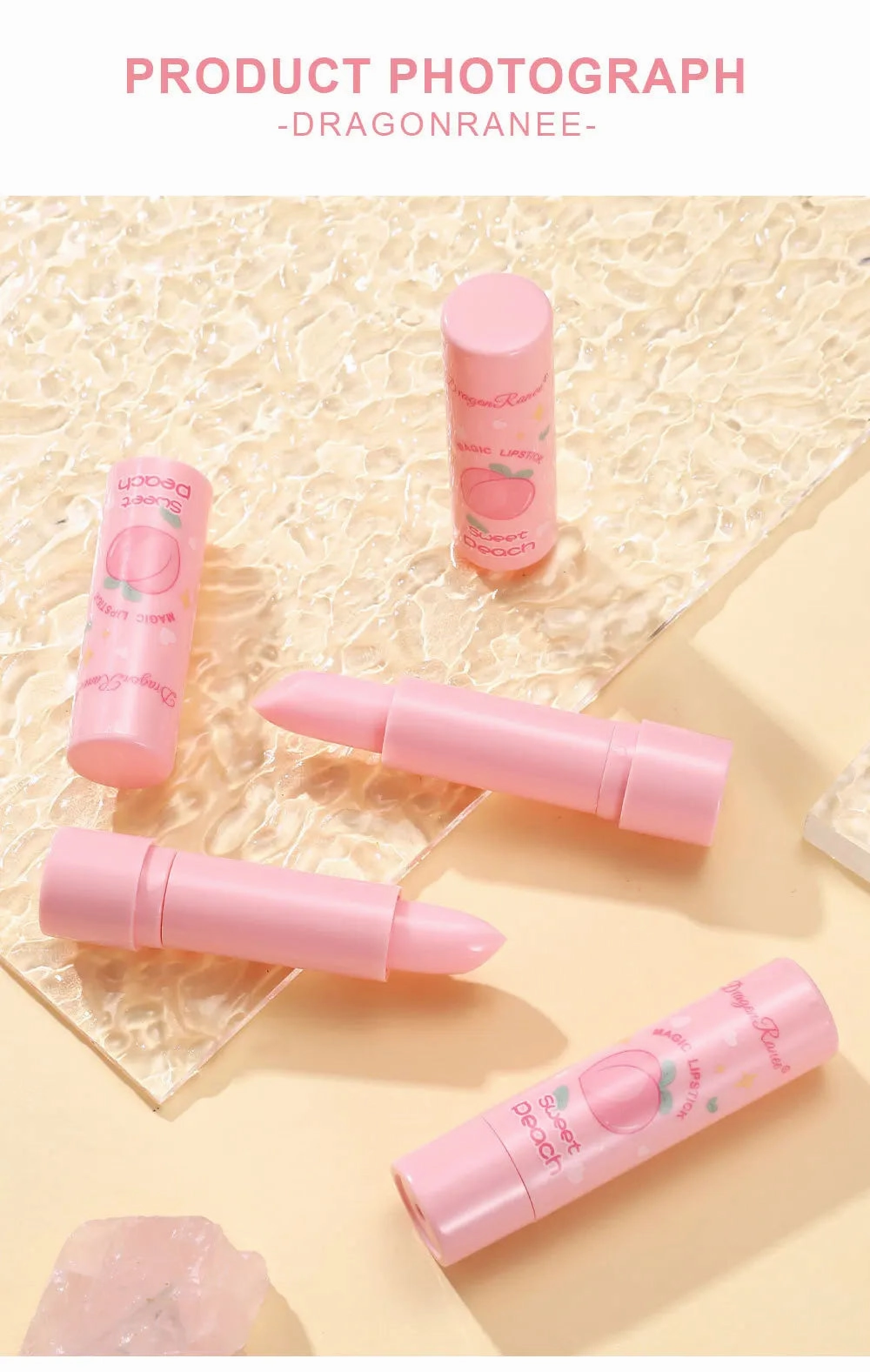 Changing Top-choice Lasting Waterproof Moisturizing 1PC Makeup Cost-efficient Care Peach Cosmetics Lip Lip Balm Lipstick Temperature Color Change Tinted