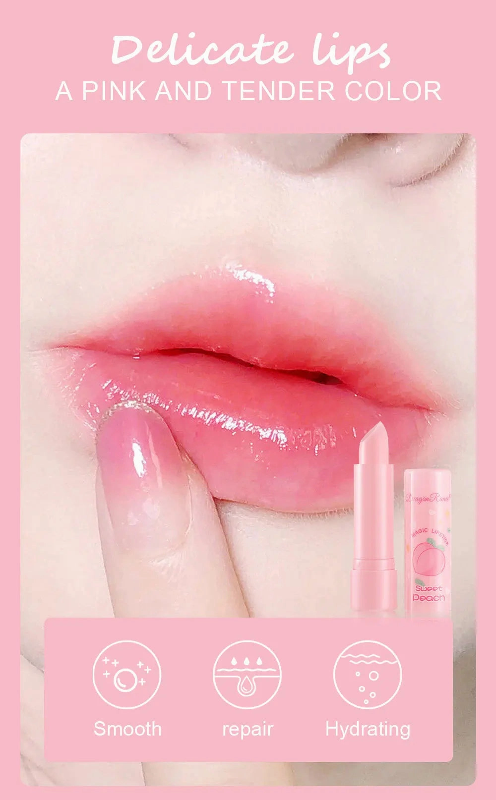 Changing Top-choice Lasting Waterproof Moisturizing 1PC Makeup Cost-efficient Care Peach Cosmetics Lip Lip Balm Lipstick Temperature Color Change Tinted