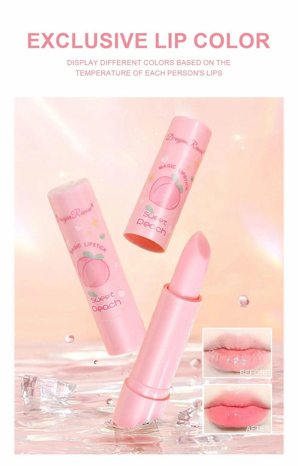 Changing Top-choice Lasting Waterproof Moisturizing 1PC Makeup Cost-efficient Care Peach Cosmetics Lip Lip Balm Lipstick Temperature Color Change Tinted