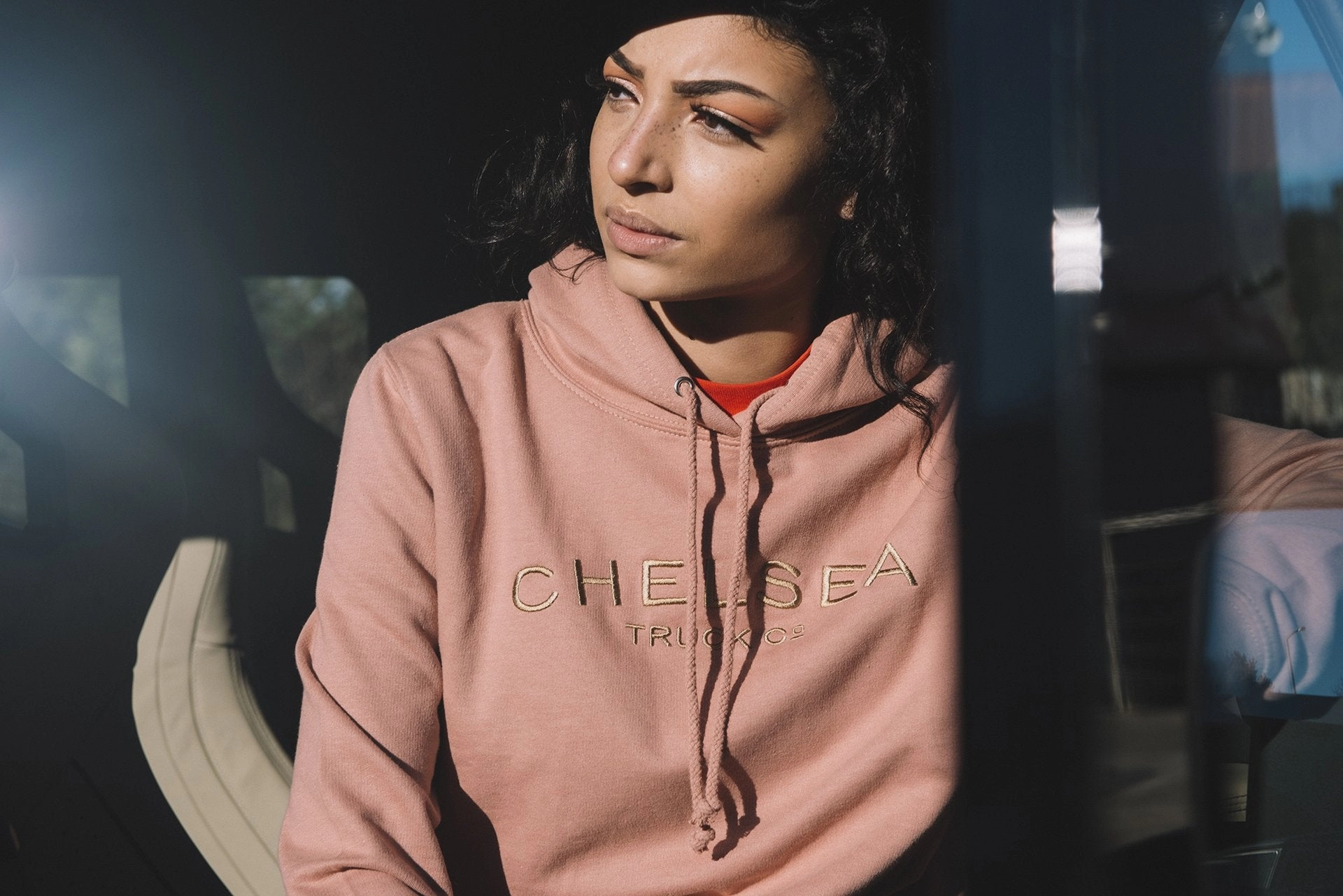 Chelsea Truck Co Hoodie - Dusty Pink with Gold Embroidery