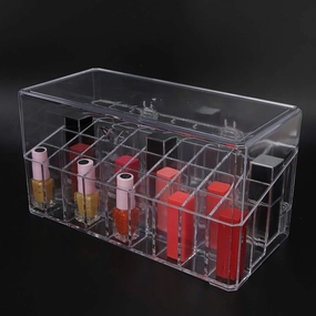 Clear Lipstick Organizer,Lipstick Organizer 36,36 Grid Transparent Lipsticks Storage Box with Lid, Clear Cosmetic Makeup and Jewelry Organizer, Mascara, Nail Polish, Makeup Tools Organizer