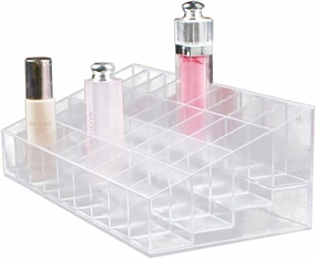 Clear Lipstick Organizer Spaces Makeup Storage for Vanity Bathroom Dresser Stylish Lipstick Holder for Lip Gloss Brushes and Perfume Display