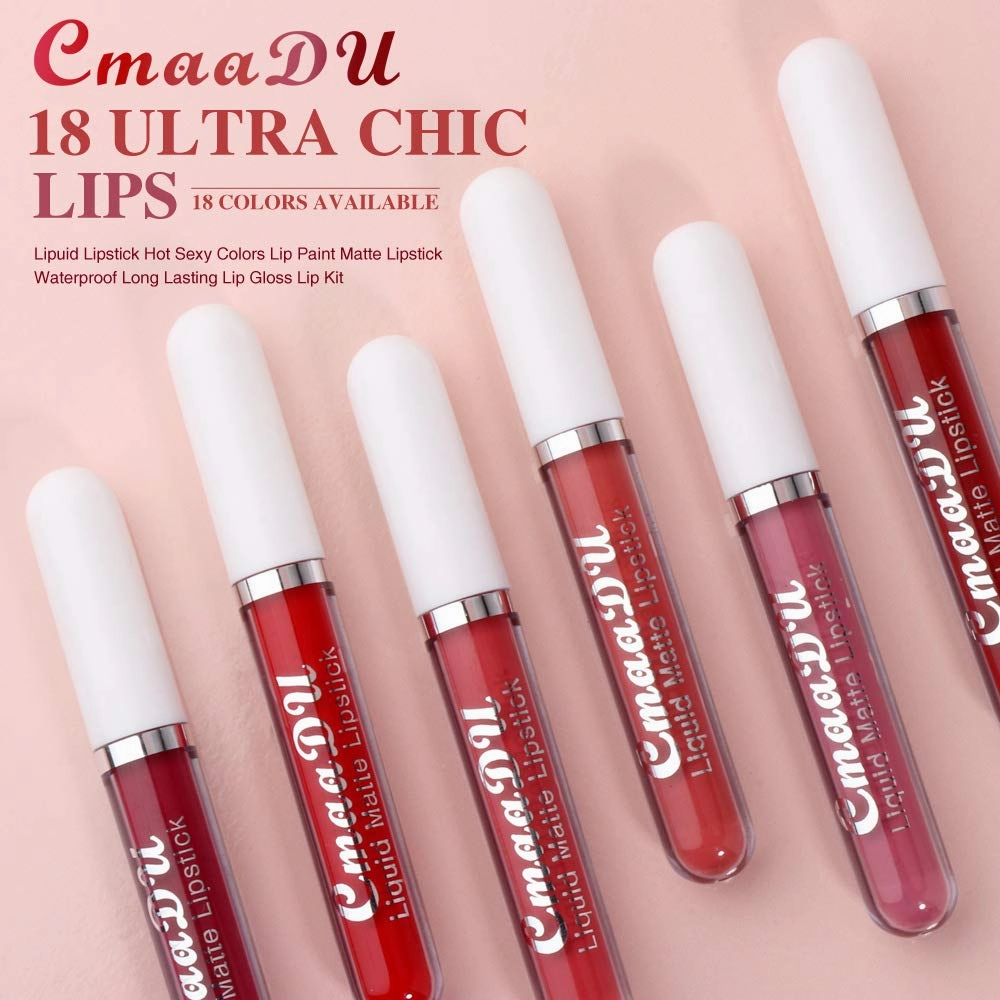 CmaaDu 6Pcs Lipstick Matte Liquid Lipstick Lipgloss Set for Women labiales mate 24 horas originales matte larga duracion 24,Deep Red Original 24 Hour Matte Lipstick Lip Stain Long Lasting Waterproof