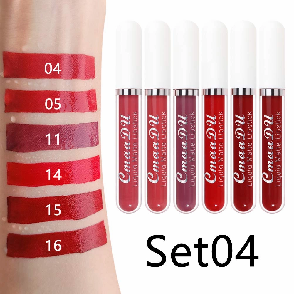 CmaaDu 6Pcs Lipstick Matte Liquid Lipstick Lipgloss Set for Women labiales mate 24 horas originales matte larga duracion 24,Deep Red Original 24 Hour Matte Lipstick Lip Stain Long Lasting Waterproof