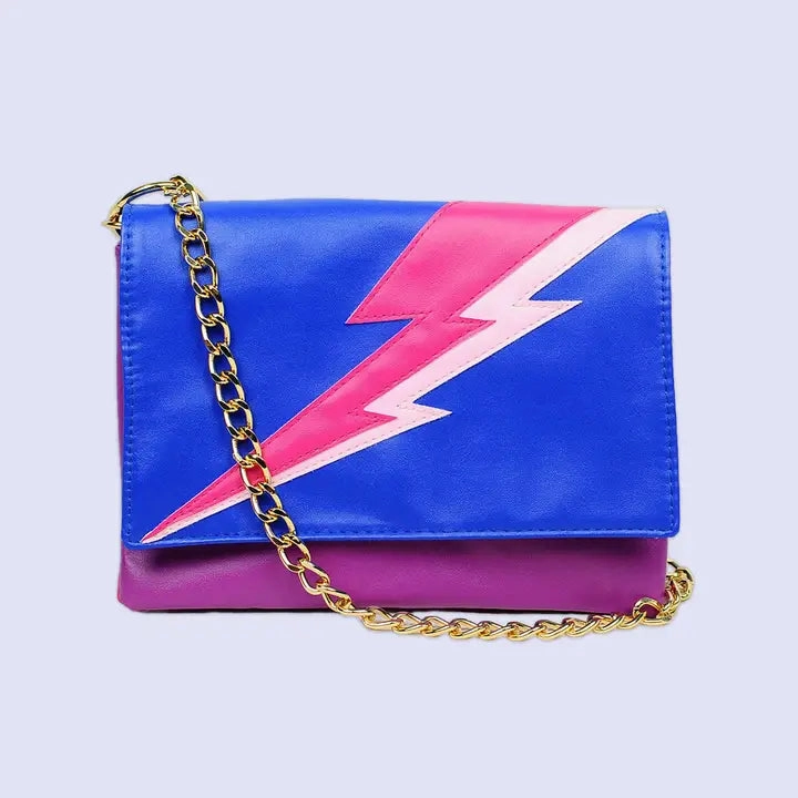Convertible lightening bolt clutch in Power ballad