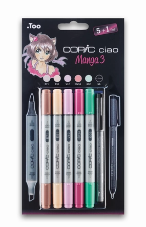 COPIC Ciao Coloured Marker Pen - 5 1 Set Manga 3, For Art & Crafts, Colouring, Graphics, Highlighter, Design, Anime, Professional & Beginners, Art Supplies & Colouring Books