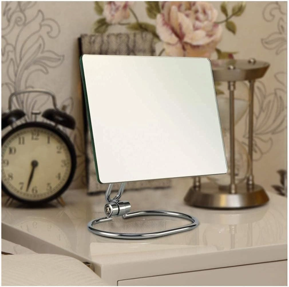 Cosmetic Mirror Makeup Vanity Mirror, Desktop 3X Magnification Beauty Mirror Cosmetic Mirror Bathroom Mirror Stainless Steel Little Mirror, 21cm*15cm, Silver
