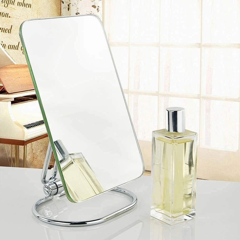 Cosmetic Mirror Makeup Vanity Mirror, Desktop 3X Magnification Beauty Mirror Cosmetic Mirror Bathroom Mirror Stainless Steel Little Mirror, 21cm*15cm, Silver