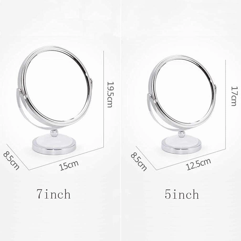 Cosmetic Mirror Vanity Mirror Desktop 2X Magnification Beauty Mirror Two-Sided Cosmetic Mirror 360° Swivel Bathroom Mirror Portable Little Mirror