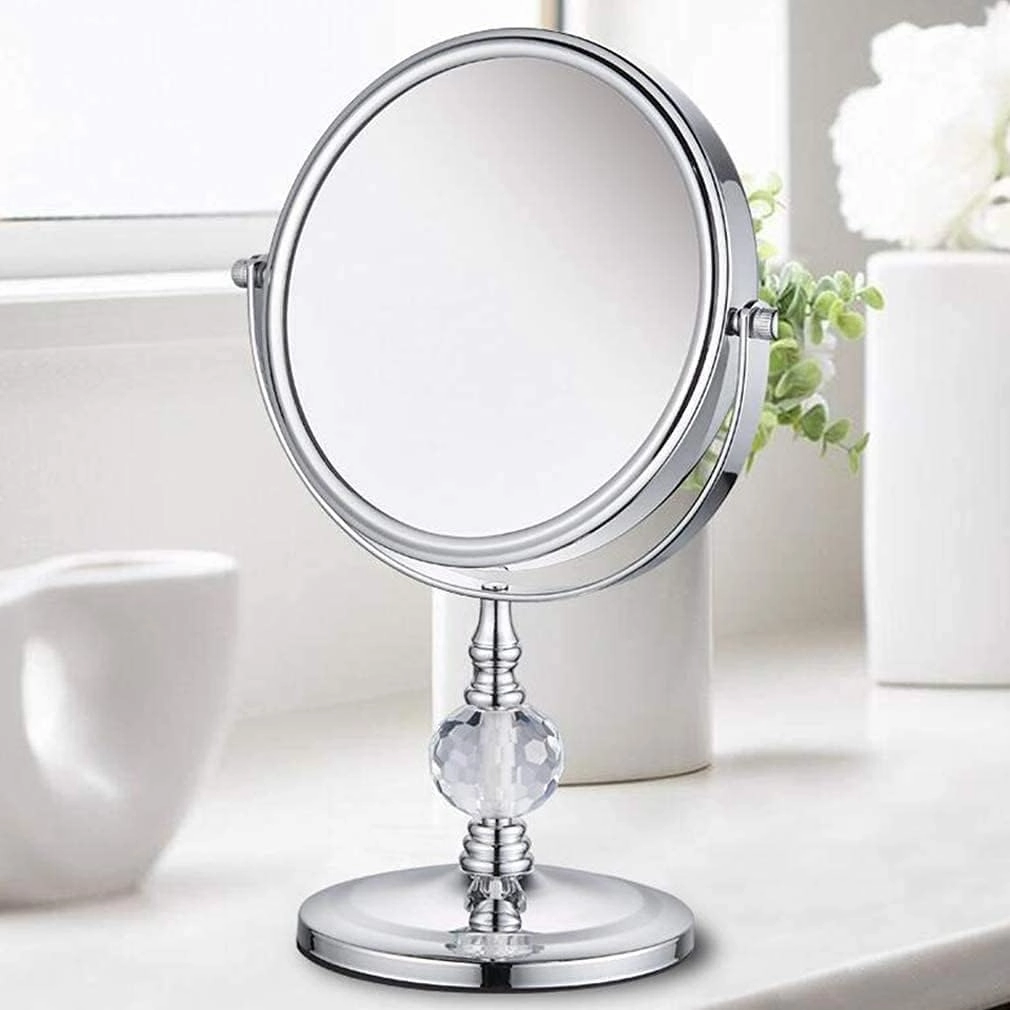 Cosmetic Mirror Vanity Mirror, Desktop Two-Sided Beauty Mirror 8X Magnification Cosmetic Mirror 360° Swivel Bathroom Mirror Little Mirror Home Vanity Mirror, A Crystal 8inch