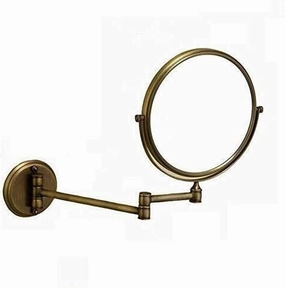 Cosmetic Mirror Wall Mounted Makeup Mirror,8 Inch Bathroom Brass 3X Magnifying Double Sided Swivel Shaving Extended Folding Arms Little Mirror