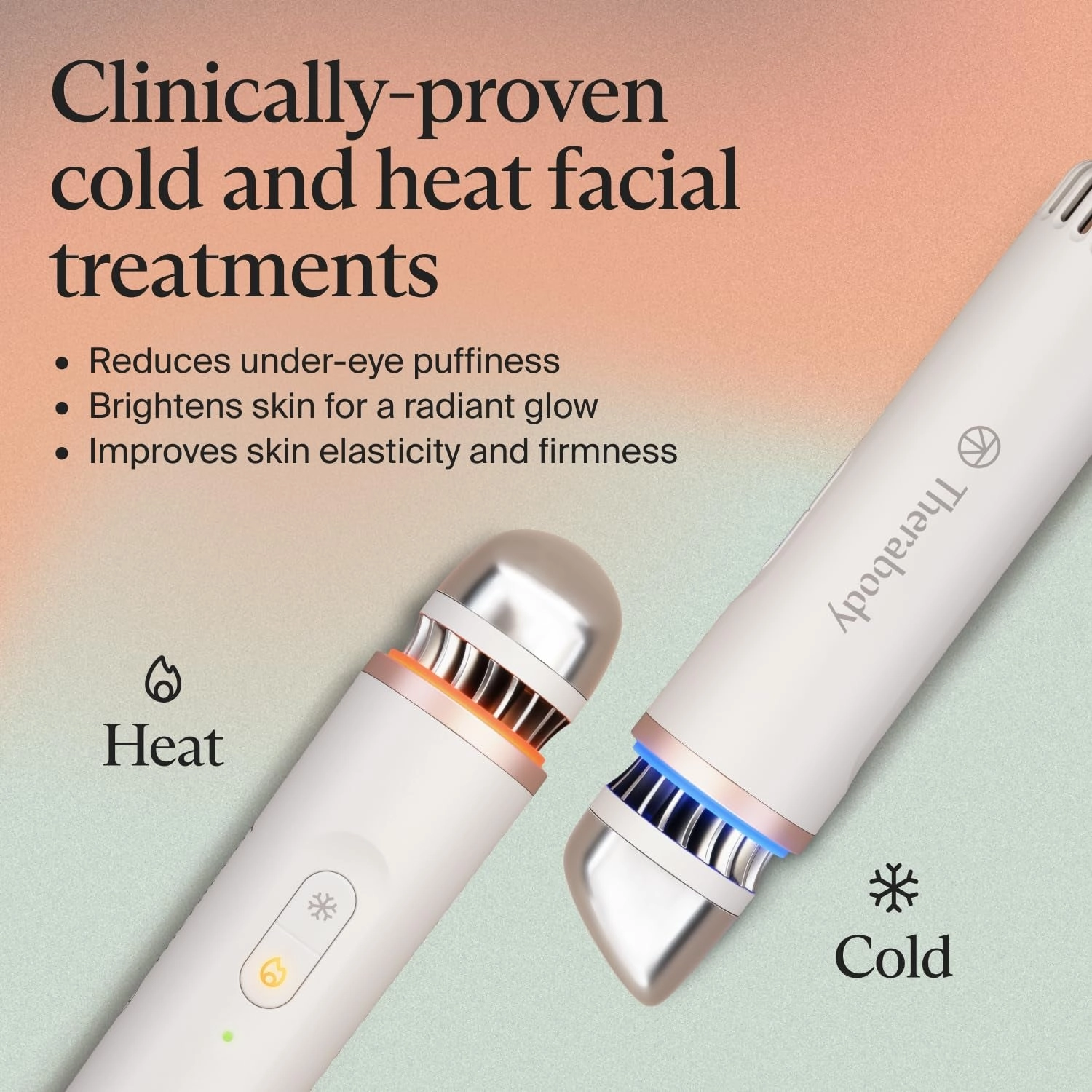Depuffing Wand – Cold and Heat Skincare Treatment to Depuff and Glow; Beauty Wand, Face Roller and Eye Massager for Dark Circles and Radiant Skin, White