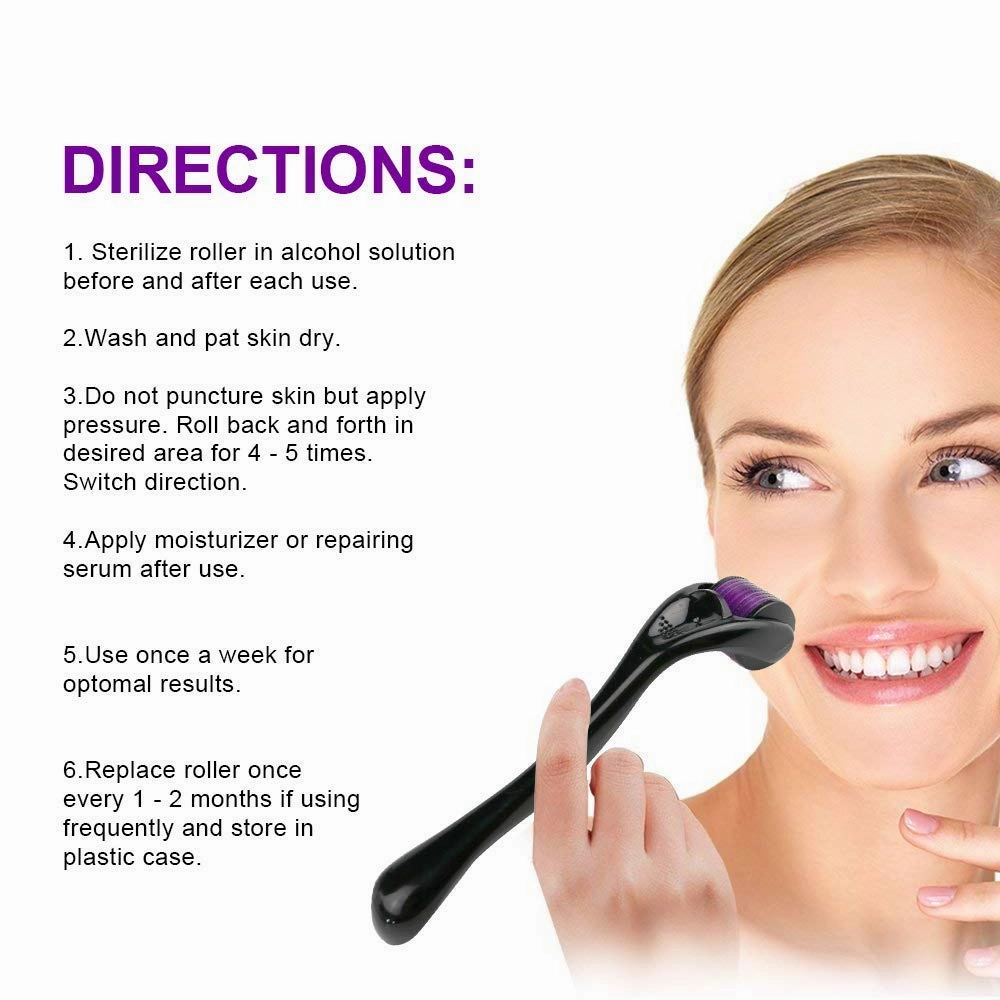 Derma Roller 0.25mm Microneedle Roller for Beard Hair Skin Face (Pack of 02 Pcs)