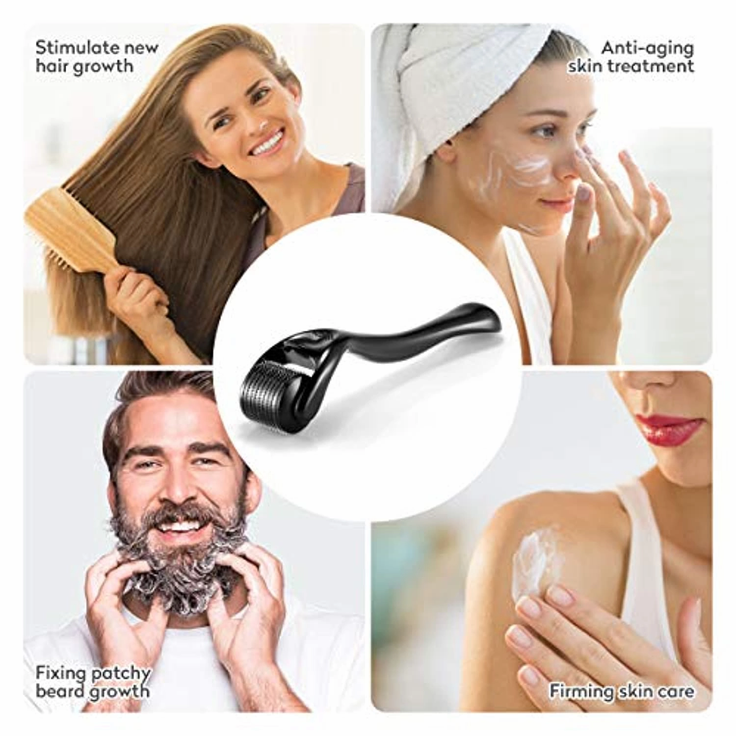 Derma Roller Microneedle Roller for Face Body Beard Hair Growth, 540 Titanium Micro Needles Roller for Home Use