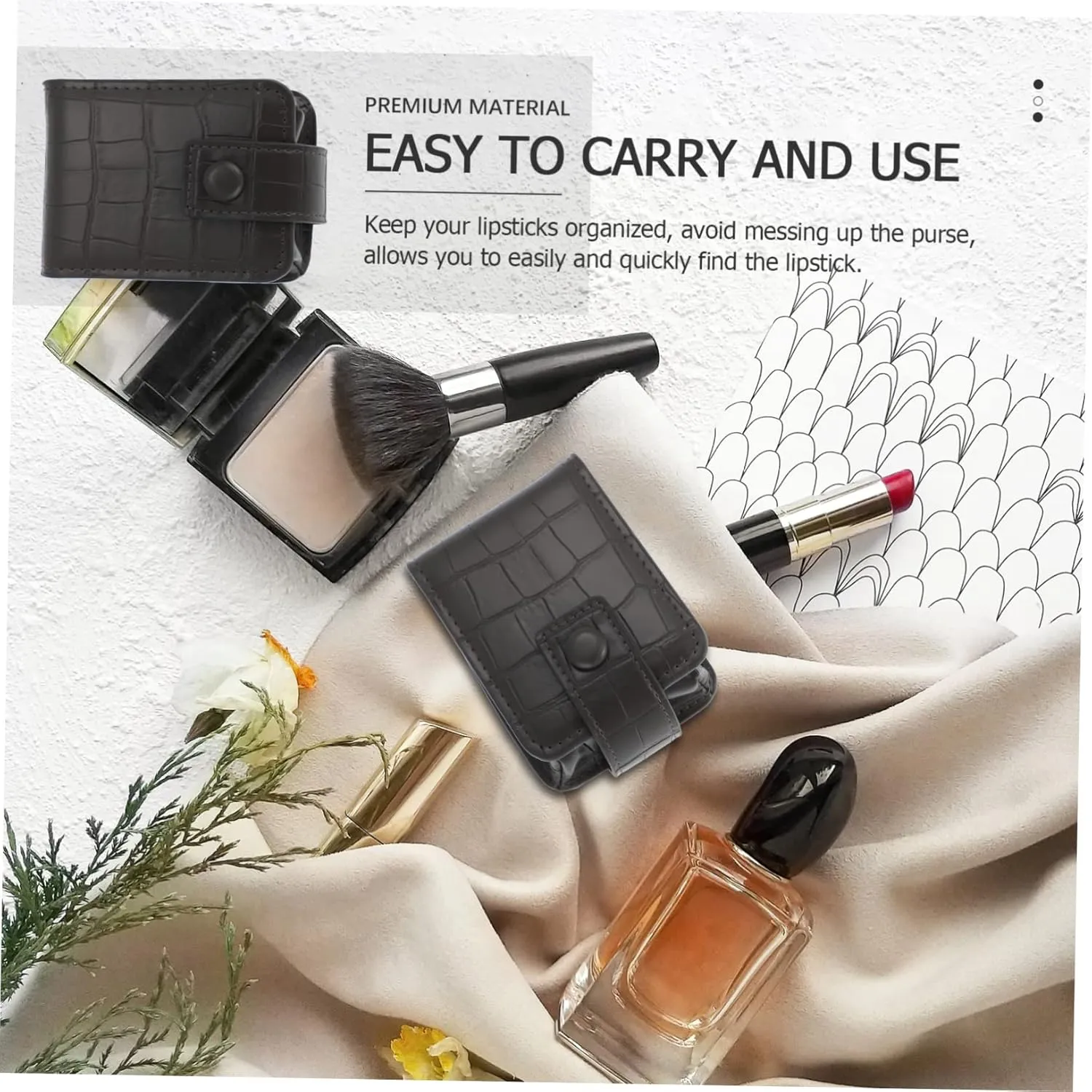 DOITOOL Storage Bag Make up Traveling Organizer Bag Clear Makeup Pouch Makeup Bag with Mirror Portable Miss, Grey, 10.5X7X4CM