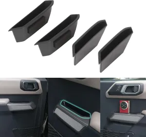 Door Handle Storage Organizer Box, Door Pockets Organizer Accessories for 2021-2025 Bronco 4-Door, ABS Plastic Interior Hidden Trays, 4PCS Set Front and Rear Door Storage (Not for Sport Model)