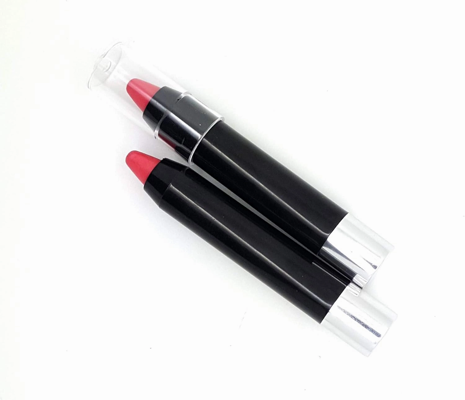 Empty Twist-Up Jumbo Cosmetic Pencils - Black with Silver end and Clear Cap DIY Lipsticks & Lip Pencils (500)