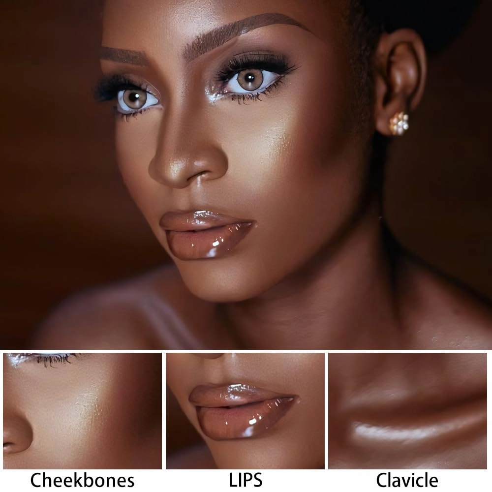 evpct 2Pcs Face Cream Makeup Highlighter Highlight Contour Stick Pearl White & Gold Glitter Contouring Highlighter Makeup Stick and Contour Illuminator Highly Piamented Long Lasting Skin Brighten 9 12