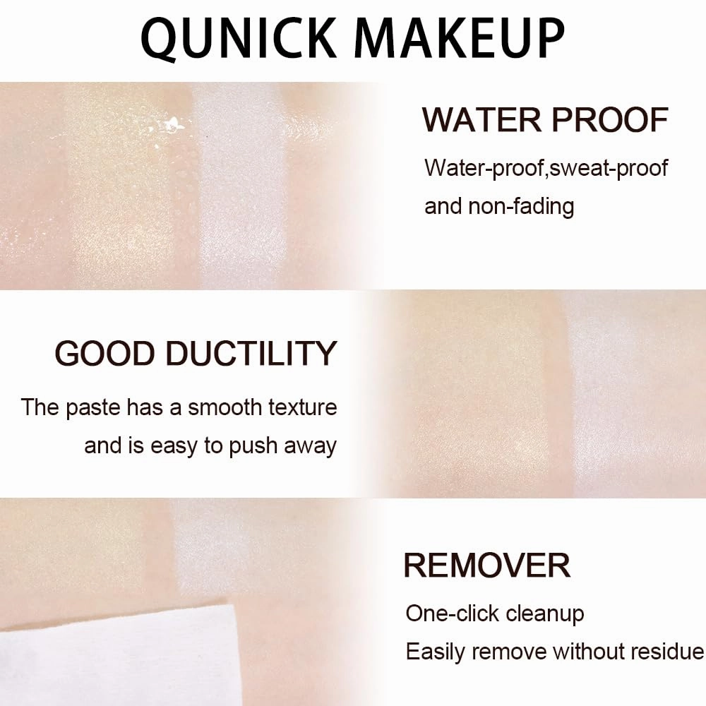 evpct 2Pcs Face Cream Makeup Highlighter Highlight Contour Stick Pearl White & Gold Glitter Contouring Highlighter Makeup Stick and Contour Illuminator Highly Piamented Long Lasting Skin Brighten 9 12