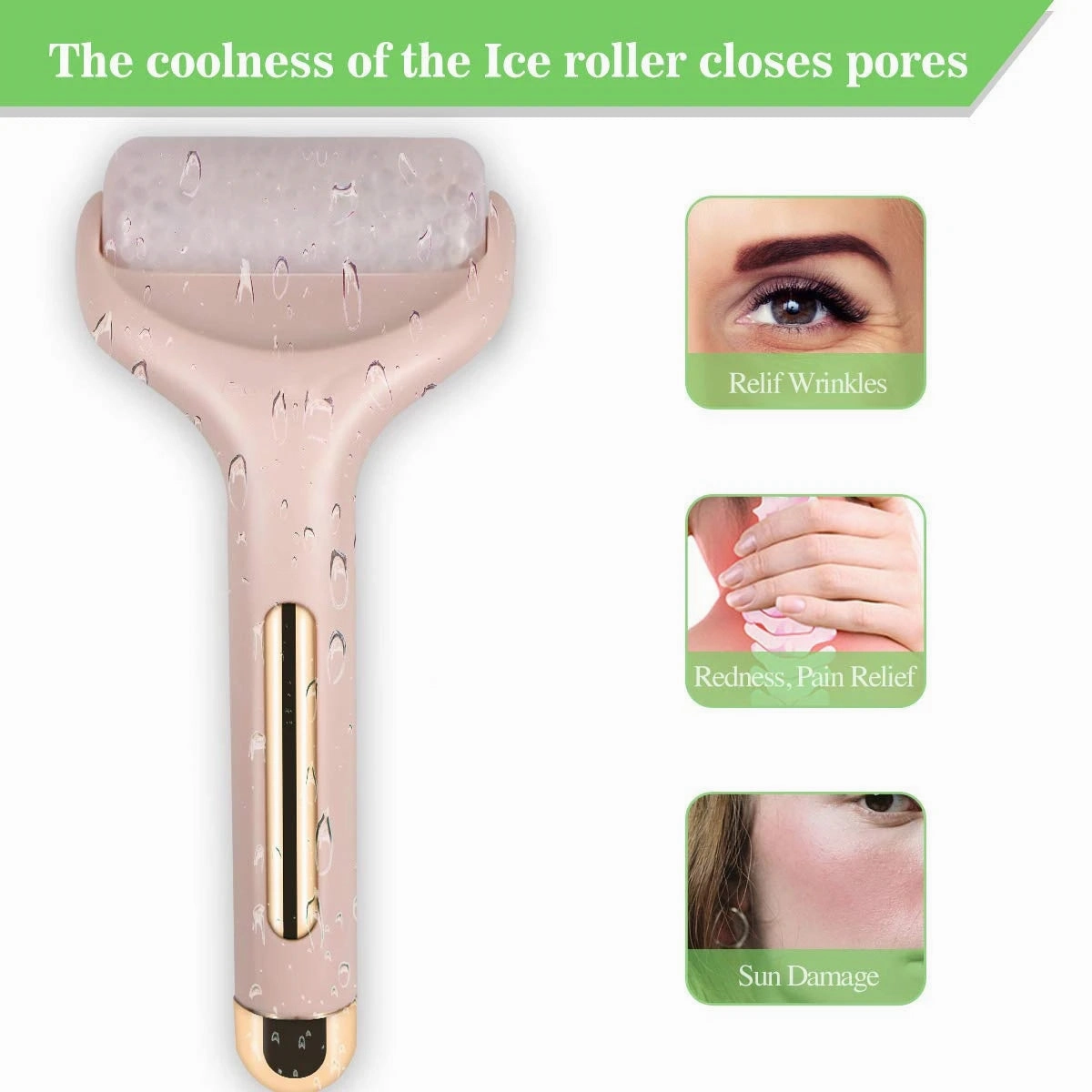 Face Roller Massager for Puffiness Relief Pain and Minor Injury to Tighten Pores Whiten Skin