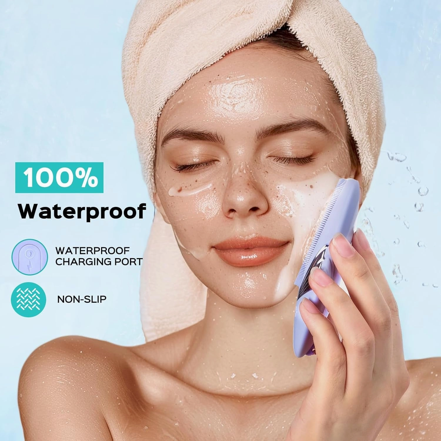 Face Scrubber Facial Cleansing Brush :  Portable Silicone Waterproof Rechargeable Face Wash Brush, 5 Cleansing Modes, Electric Deep Cleaning for Men & Women, Removing Blackhead, Exfoliating