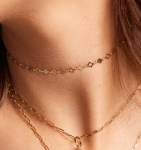 Faceted Square Chain Necklace