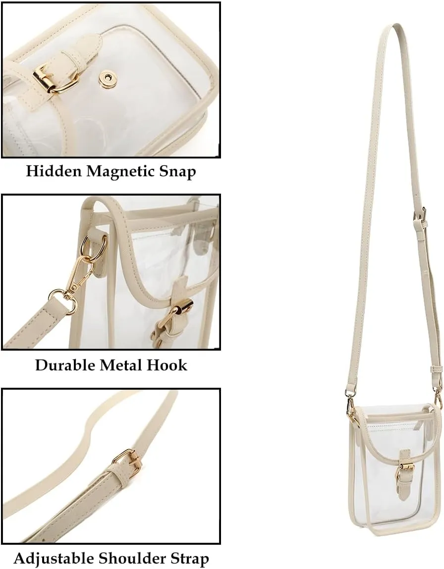 FAIME Small Clear Bag Stadium Approved, Clear Crossbody Cell Phone Purses Bag with Adjustable Strap for Concerts