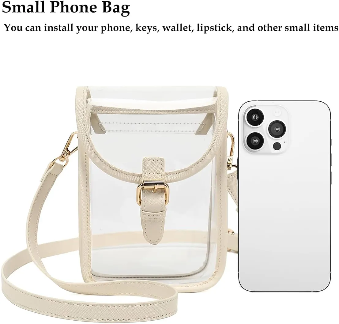 FAIME Small Clear Bag Stadium Approved, Clear Crossbody Cell Phone Purses Bag with Adjustable Strap for Concerts
