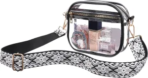 Fibrdoo Clear Bag Stadium Approved, Leather Clear Crossbody Purse Bag for Concerts Sports Events Festivals