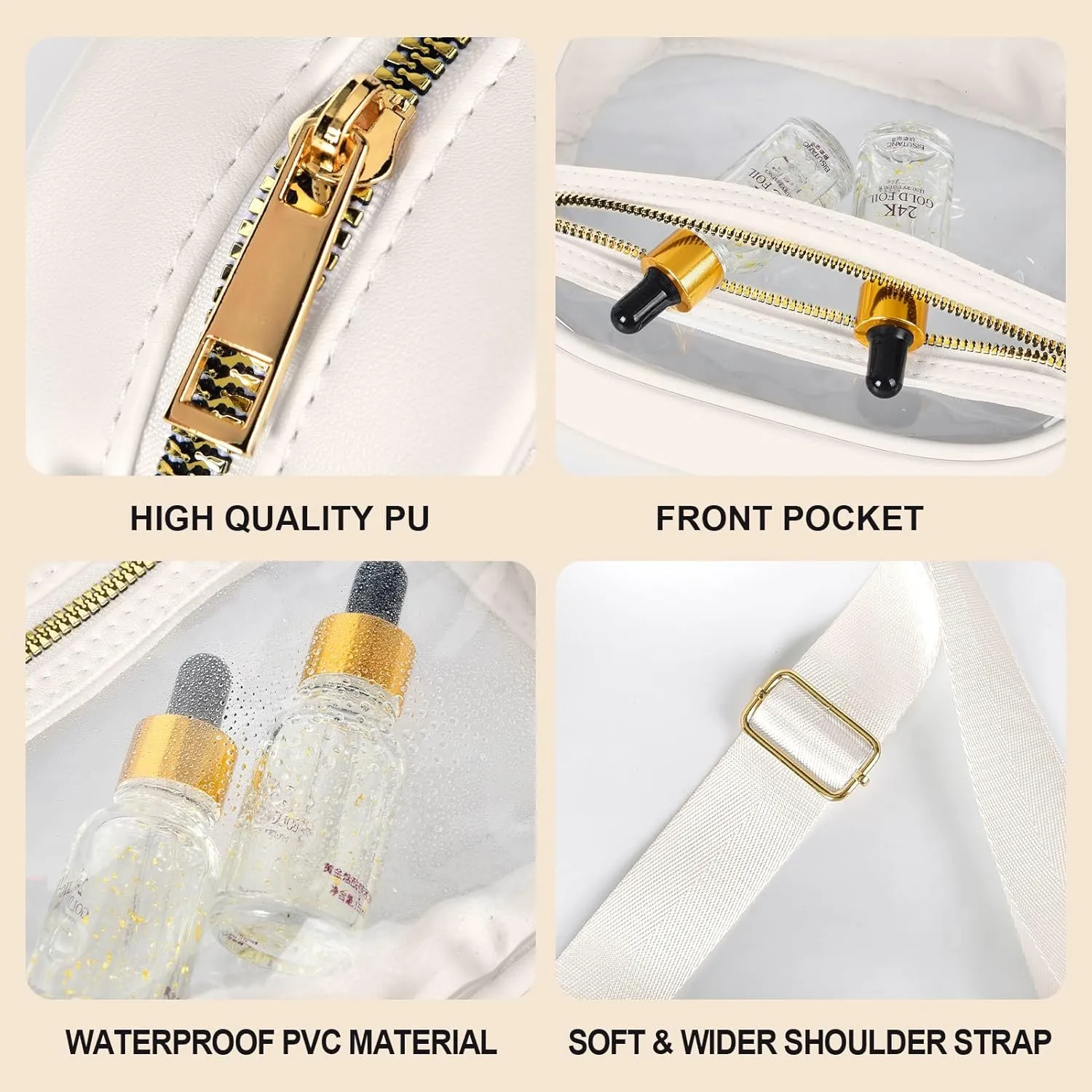 Fibrdoo Clear Bag Stadium Approved, Leather Clear Crossbody Purse Bag for Concerts Sports Events Festivals