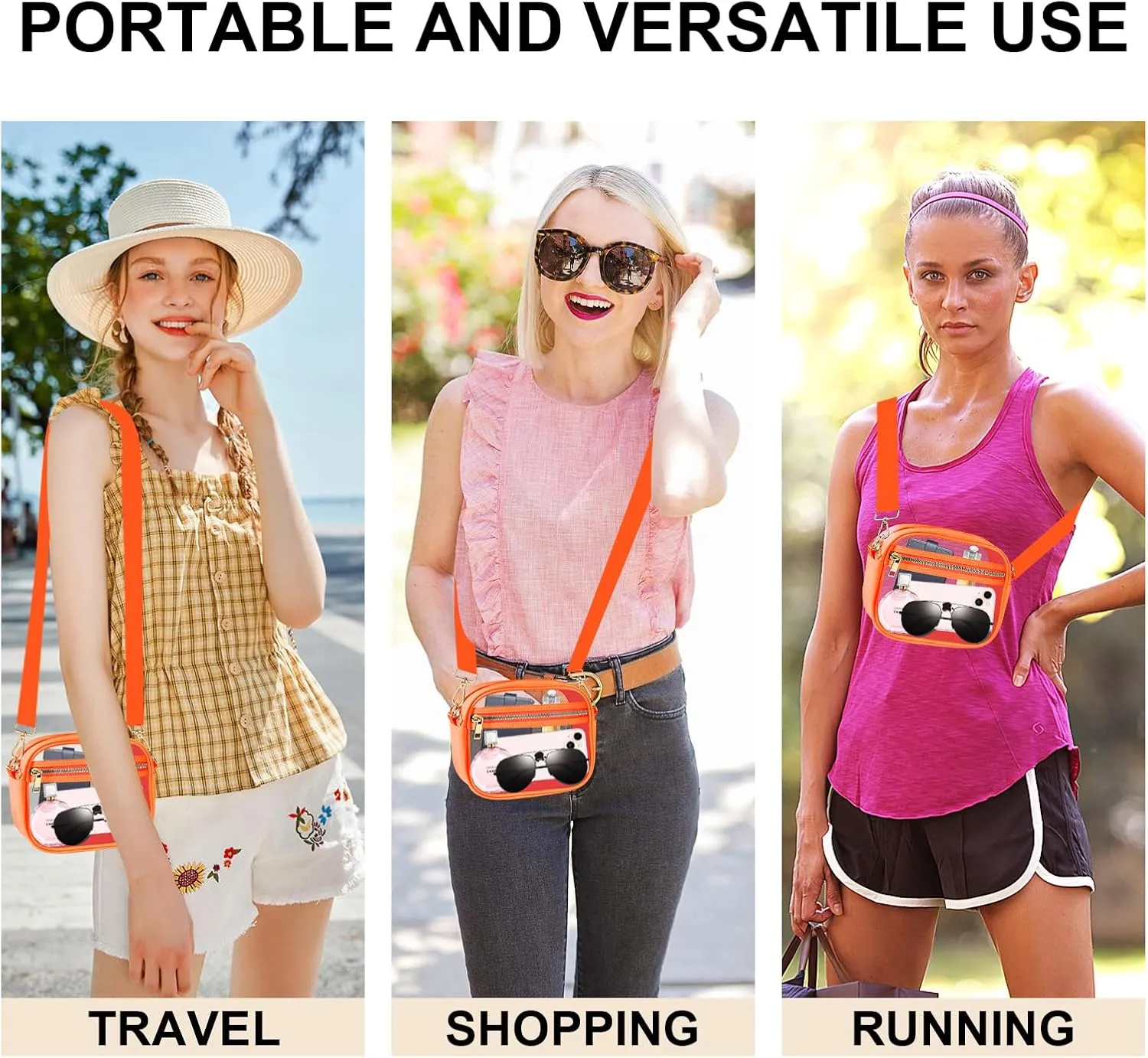Fibrdoo Clear Bag Stadium Approved, Leather Clear Crossbody Purse Bag for Concerts Sports Events Festivals