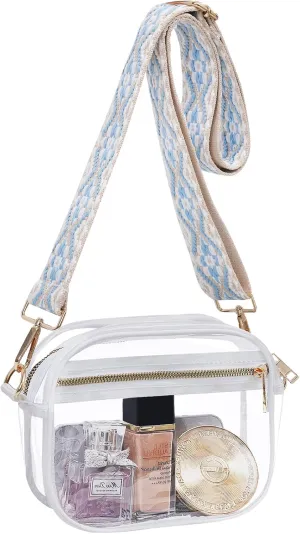 Fibrdoo Clear Bag Stadium Approved, Leather Clear Crossbody Purse Bag for Concerts Sports Events Festivals