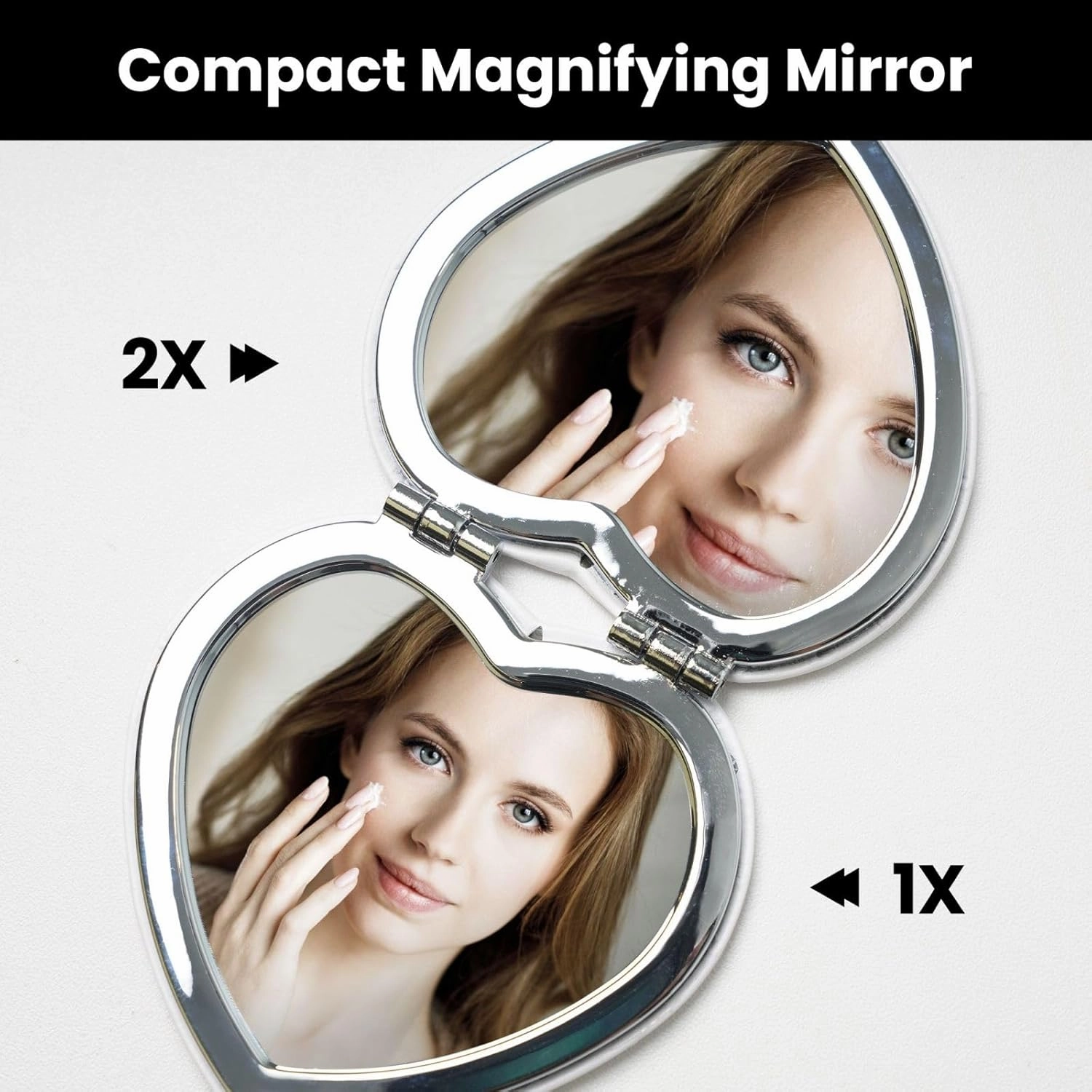 Flag of The Commonwealth of Dominica Makeup Mirror Portable Folding Mini Mirror Double Sided Travel Makeup Mirror Heart Shape Handheld Pocket Mirror
