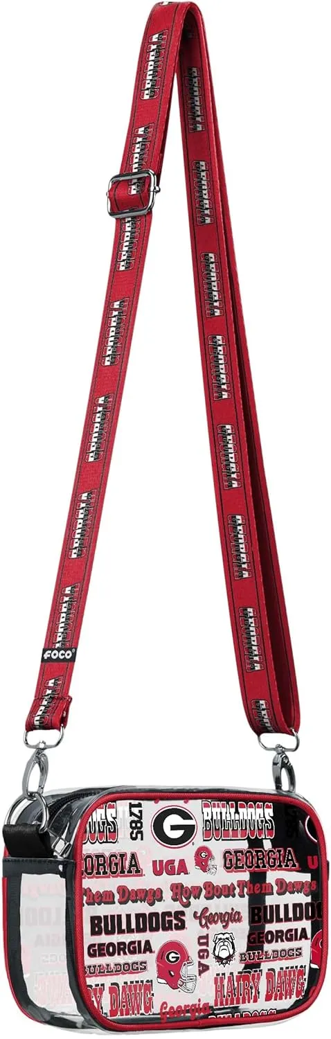 FOCO NCAA College Team Logo Stripe Clear Crossbody Bag