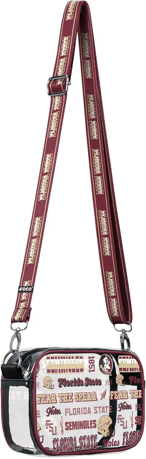 FOCO NCAA College Team Logo Stripe Clear Crossbody Bag