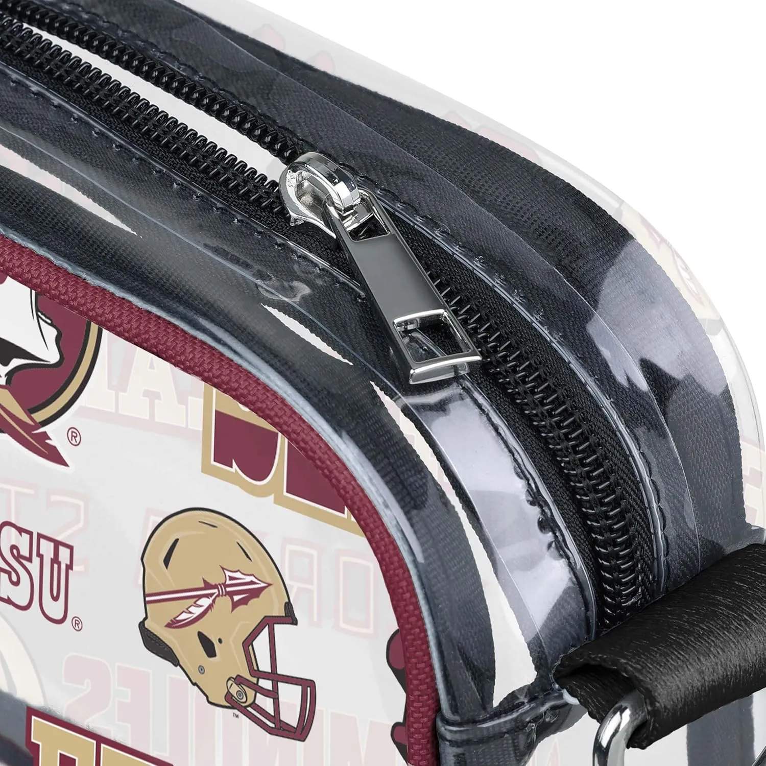 FOCO NCAA College Team Logo Stripe Clear Crossbody Bag