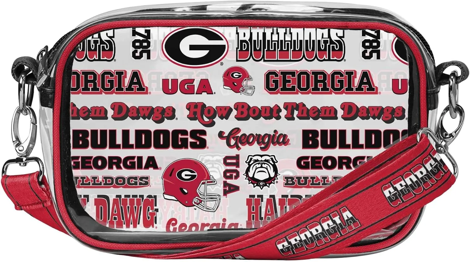 FOCO NCAA College Team Logo Stripe Clear Crossbody Bag
