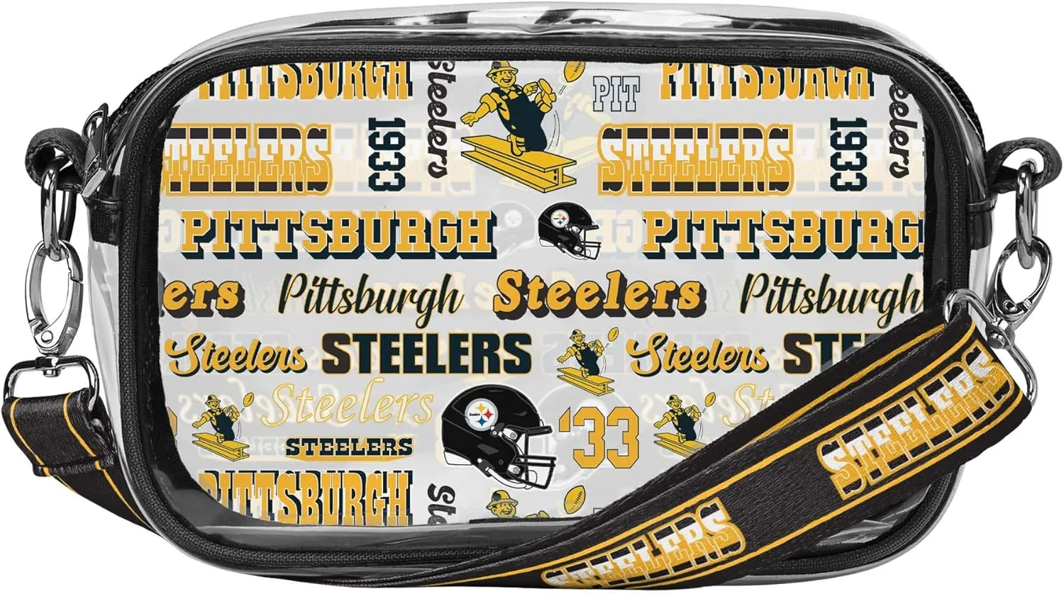 FOCO NFL Logo Retro Print Clear Crossbody Bag, Team Color