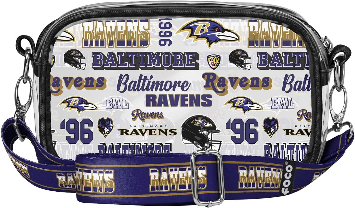 FOCO NFL Team Logo Retro Print Clear Crossbody Bag