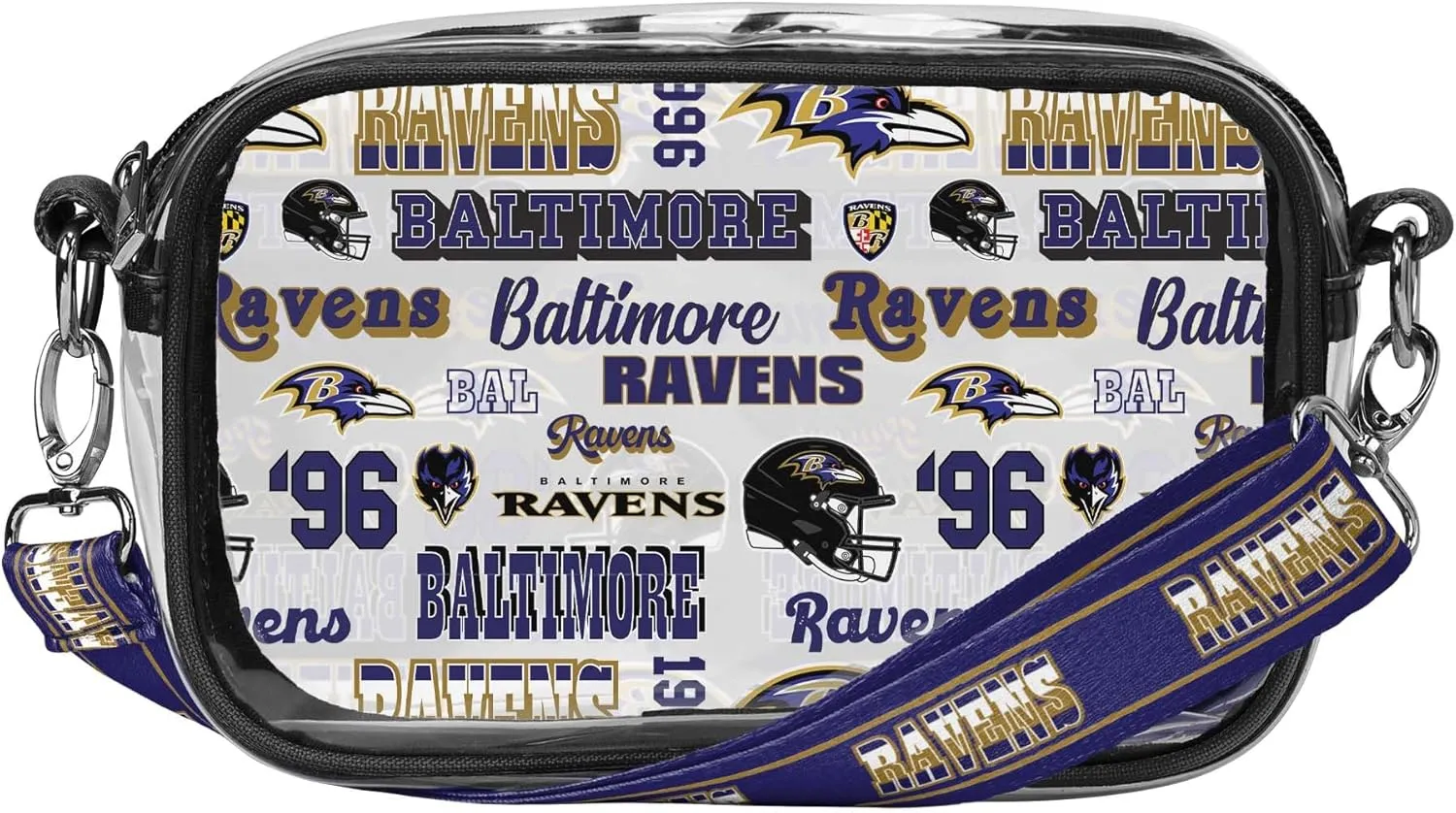 FOCO NFL Team Logo Retro Print Clear Crossbody Bag